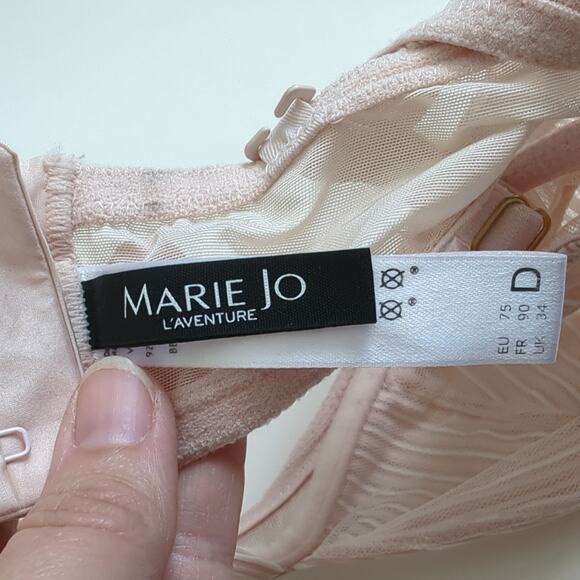 Marie Jo Bra Womens 34D Pink Nude Stripes Underwire Deep V-Neck Cups - Picture 3 of 4